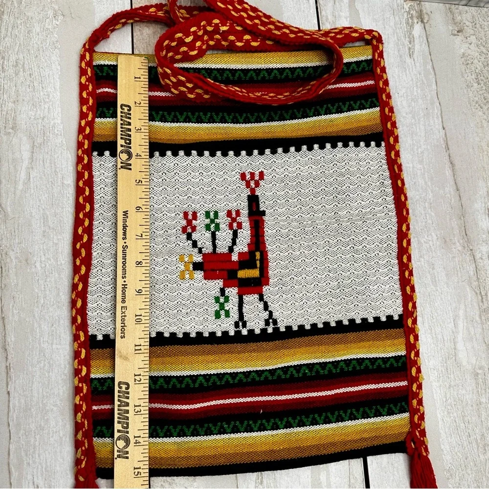 Vintage Multicolor Woven Hobo Tote Bag Boho Festival Fairycore Western Tassels